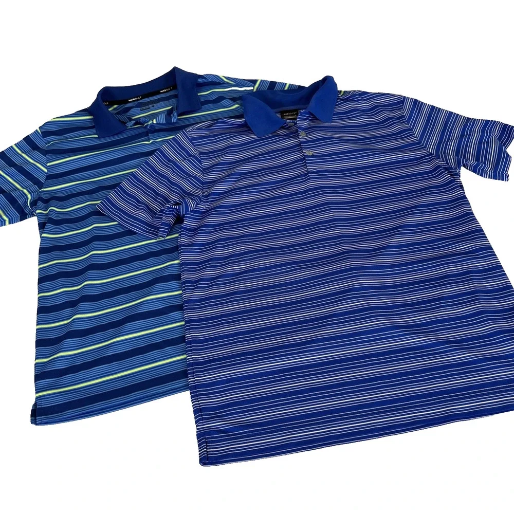 Nike‎ Golf Tour Performance Polo Shirts Dri-Fit Size Large Lot of 2 Blue L